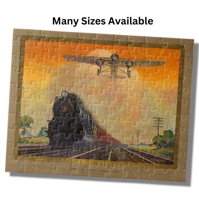 Plane & Steam Train Engine Locomotive Railroad Jigsaw Puzzle (Creator Uploaded)