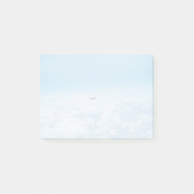 Plane Themed, A Aeroplane Flies In Blue Skies Post-it Notes (Front)