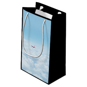 Plane Themed, A Aeroplane Flies In Blue Skies Small Gift Bag