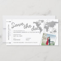 Plane Ticket Boarding Pass Photo Save the Date