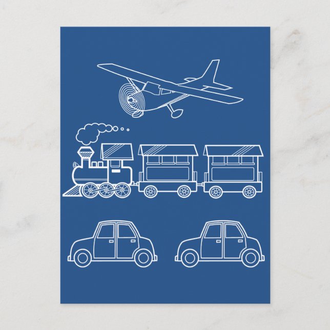 Plane, Train and Car Design ~ editable background Postcard (Front)