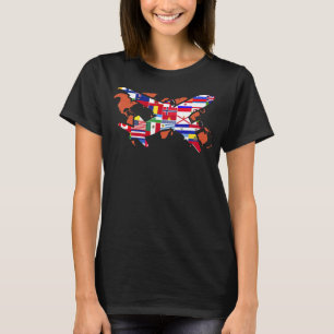 Plane Travelling Country Flags Traveller World Map T-Shirt