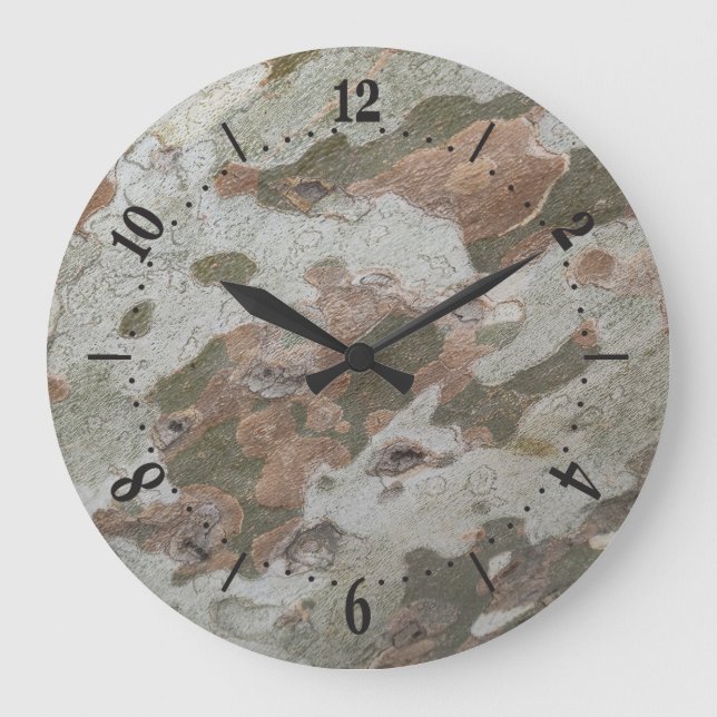 Plane tree camouflage looks bark pattern large clo clock (Front)