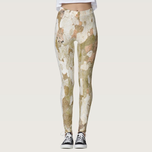Plane tree camouflage looks bark pattern leggings (Front)