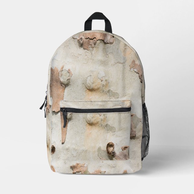 Plane tree camouflage looks bark pattern printed backpack (Front)