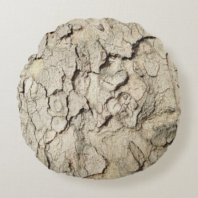 Plane tree camouflage looks bark pattern round pil cushion (Front)