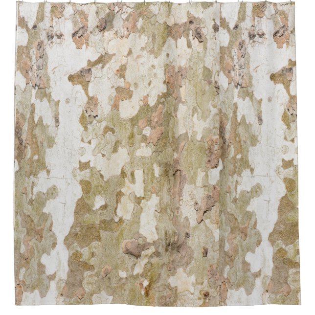 Plane tree camouflage looks bark pattern shower curtain (Front)