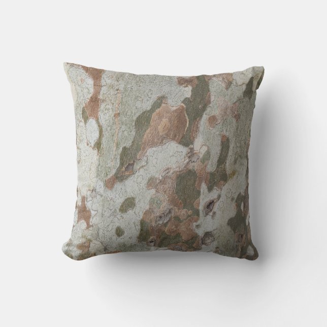 Plane tree camouflage looks bark pattern throw pil cushion (Front)