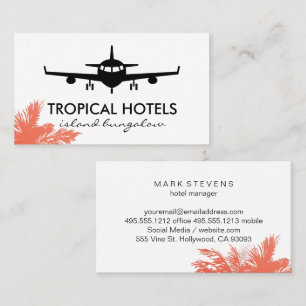 Plane Tropical Palm Trees Business Card