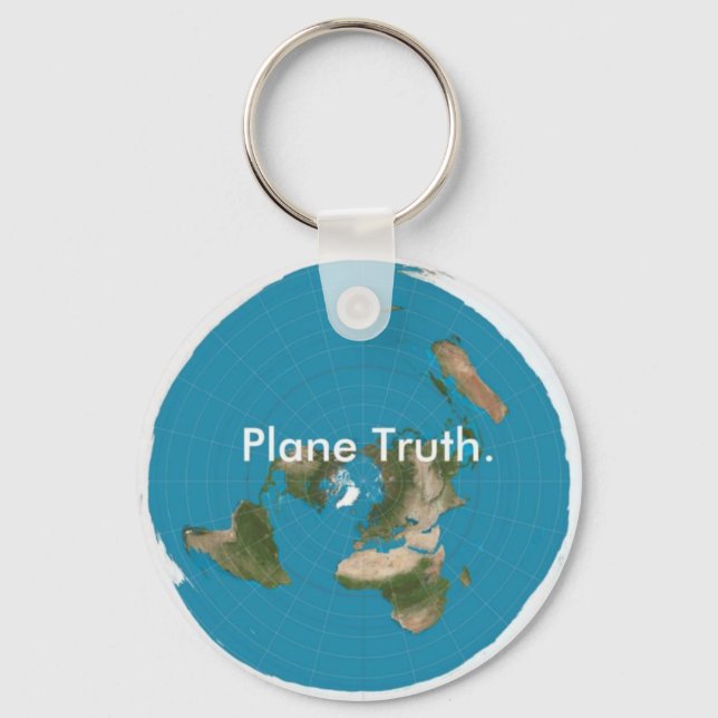 Plane Truth. Azimuthal Equidistant Keychain Button (Front)
