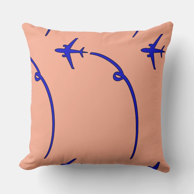 Plane With Air Trail Peach  Cushion (Front)