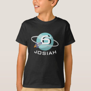 Planet and Spaceship, Birthday T-Shirt
