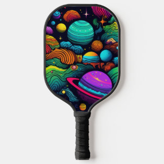 Planet background pickleball paddle