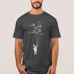 Planet Balloons Stars Clouds Outer Space Astronaut T-Shirt
