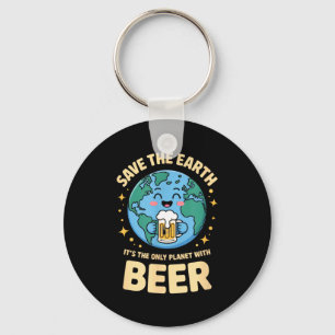 Planet beer earth day save  key ring