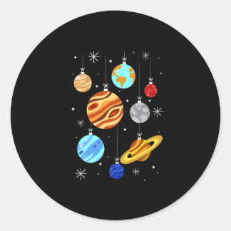 Planet Christmas Ornaments Colourful Funny Xmas Pa Classic Round Sticker