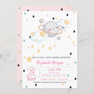 Planet,Clouds, Stars,Baby Shower   Invitation