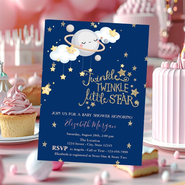 Planet,Clous,StarsTwinkle Baby Shower Invitation (Creator Uploaded)