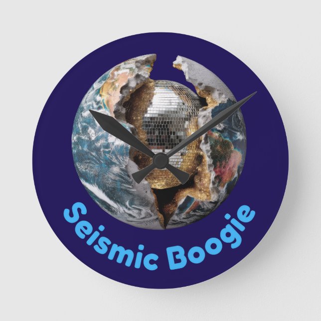 Planet Disco Core – Earth Breaks into Party Mode Round Clock (Front)