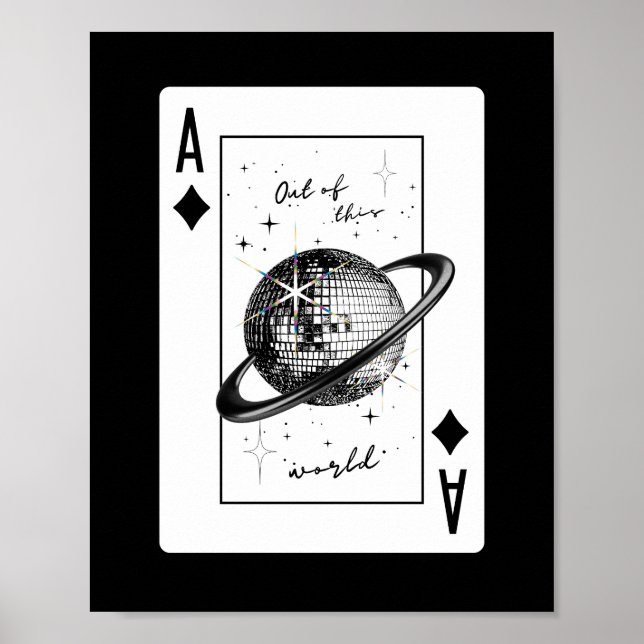 Planet Disco Poster, Trendy Disco Ball Wall Art (Front)