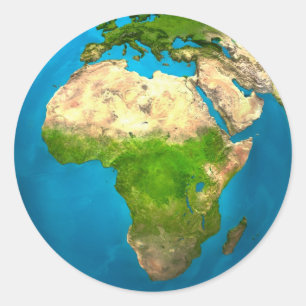 Planet Earth - Africa - Colourful Globe. 3d Render Classic Round Sticker