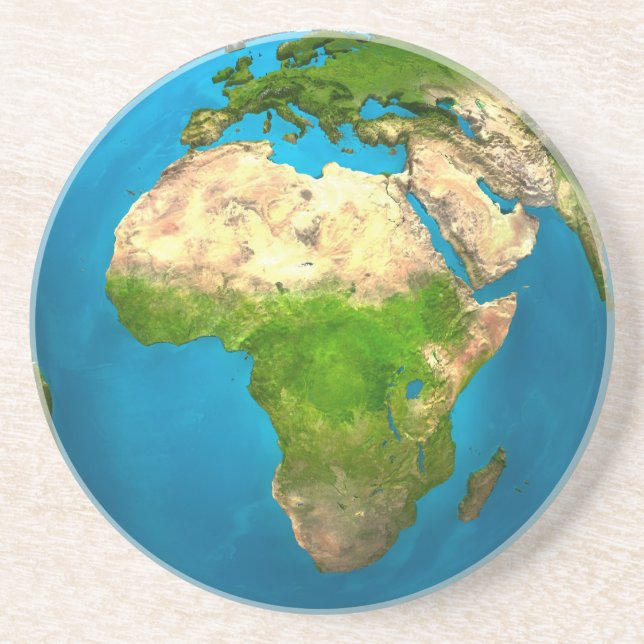 Planet Earth - Africa - Colourful Globe. 3d Render Coaster (Front)