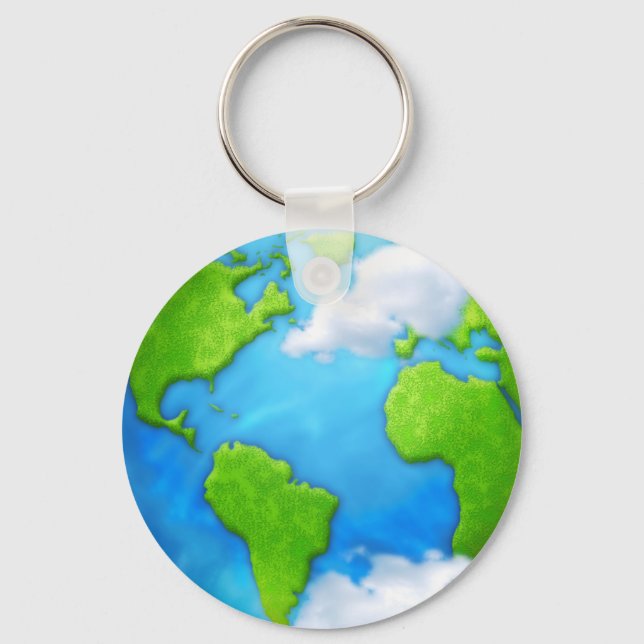 Planet Earth and clouds keychain (Front)