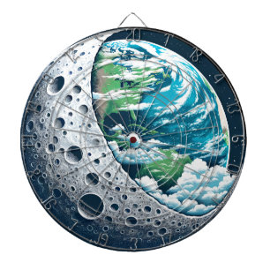 Planet Earth and Its Moon: Celestial Wonder Dartboard