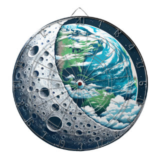Planet Earth and Its Moon: Celestial Wonder Dartboard