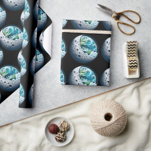 Planet Earth and Its Moon: Celestial Wonder Wrapping Paper