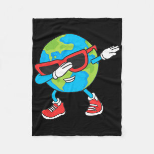 Planet Earth Birthday Day Dab Groovy Dabbing Boys  Fleece Blanket