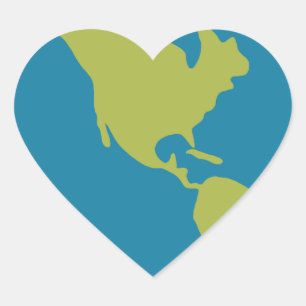 Planet Earth Cartoon Heart Sticker