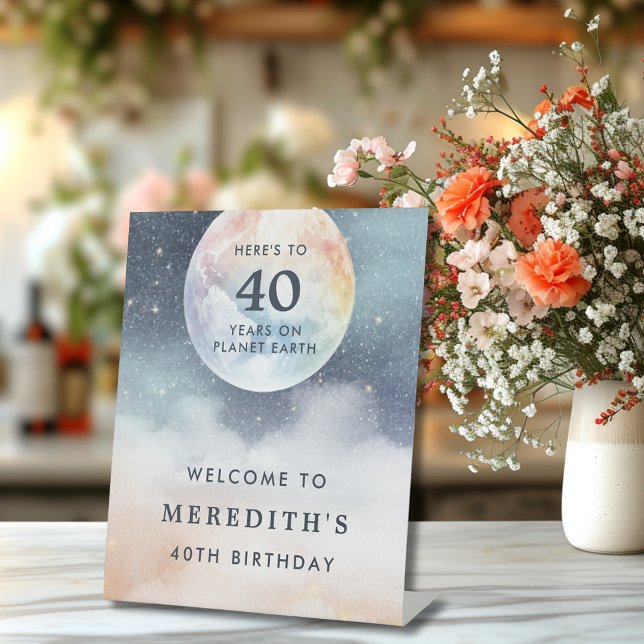 Planet Earth Celestial Sky 40th Birthday Pedestal Sign (Planet Earth Celestial Sky 40th Birthday Party Pedestal Welcome Sign.png)