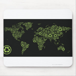 Planet earth composed of recycling symbols mouse mat