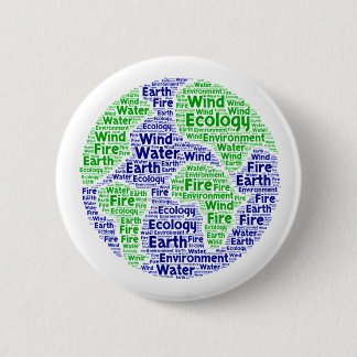 Planet Earth Ecology Word Art 6 Cm Round Badge
