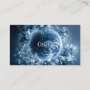 Planet Earth Floral Wreath Starry Night Business Card