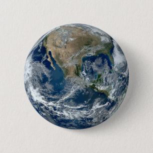 Planet Earth from Outer Space with Clouds 6 Cm Round Badge
