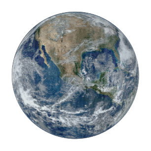 Planet Earth from Outer Space with Clouds Cutting Board
