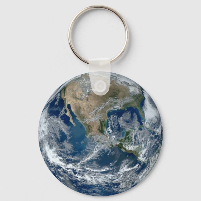 Planet Earth from Outer Space with Clouds Key Ring (Front)