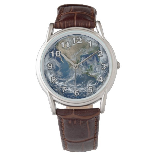 Planet Earth from Outer Space with Clouds Watch (Front)