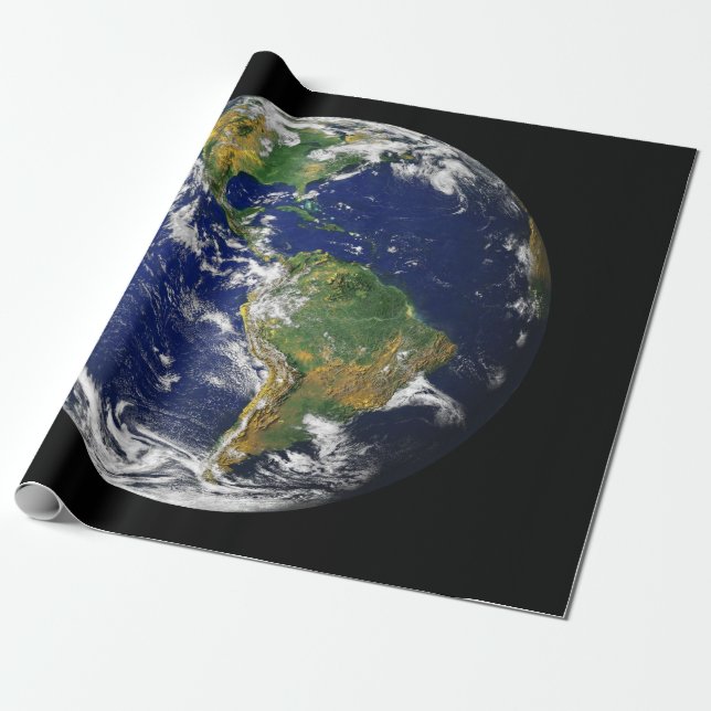 PLANET EARTH FROM SPACE Matte Wrapping Paper (Unrolled)