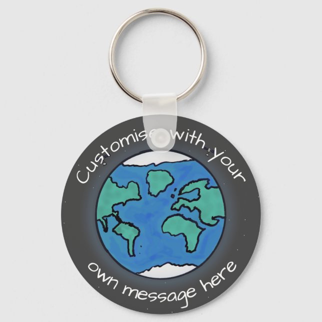 Planet Earth Globe Custom Key Ring (Front)