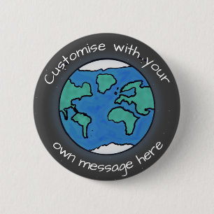 Planet Earth Globe Custom Text 6 Cm Round Badge
