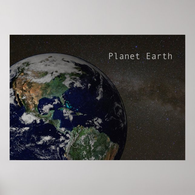 Planet Earth in Milky Way Poster (Front)
