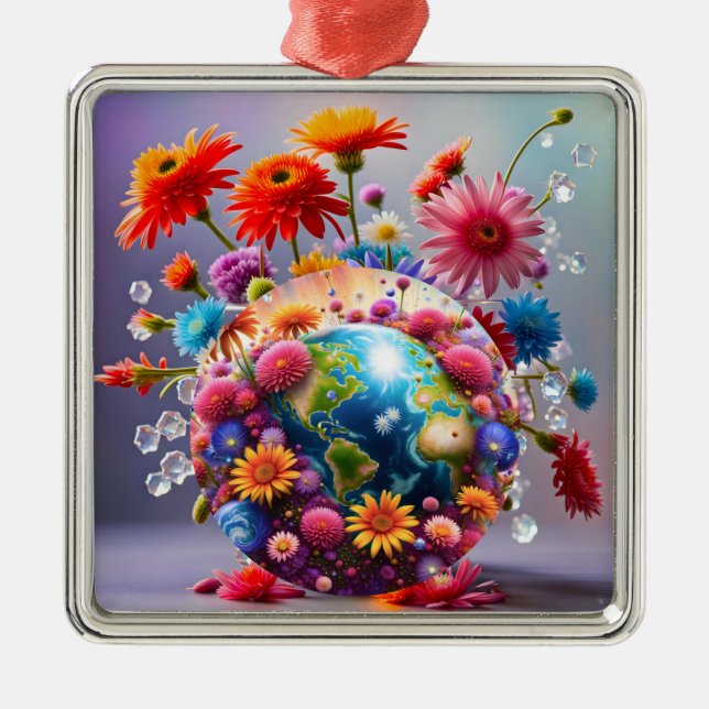 Planet Earth Metal Tree Decoration (Front)