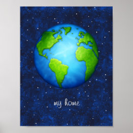 Planet Earth on space poster