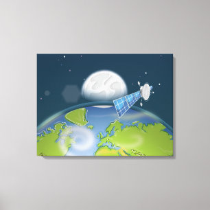 Planet Earth orbiting Satellite Canvas Print