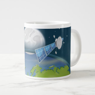 Planet Earth orbiting Satellite Large Coffee Mug