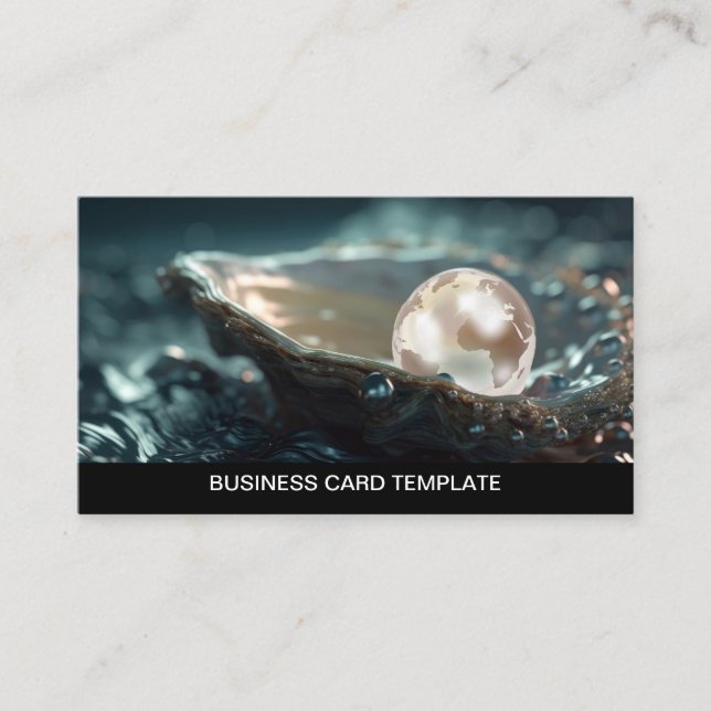 Planet Earth Oyster Pearl Business Card (Front)
