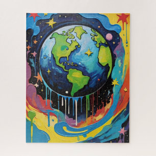 Planet Earth paint drip Jigsaw Puzzle